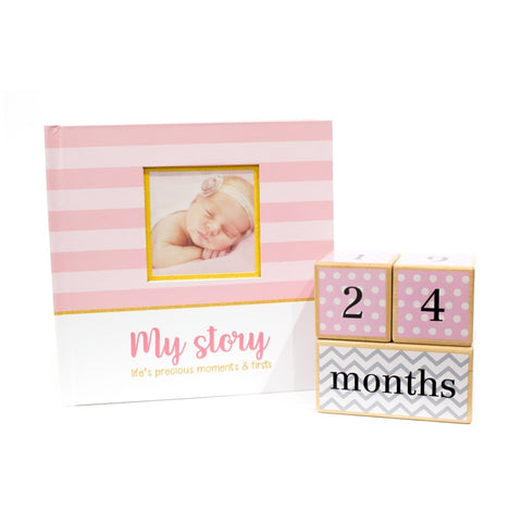 Baby Shower Collection - Pink Book and Pink Blocks