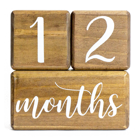 LovelySprouts Milestone Age Blocks, Walnut Brown