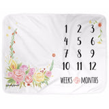 LovelySprouts Premium Fleece Milestone Blanket, Floral